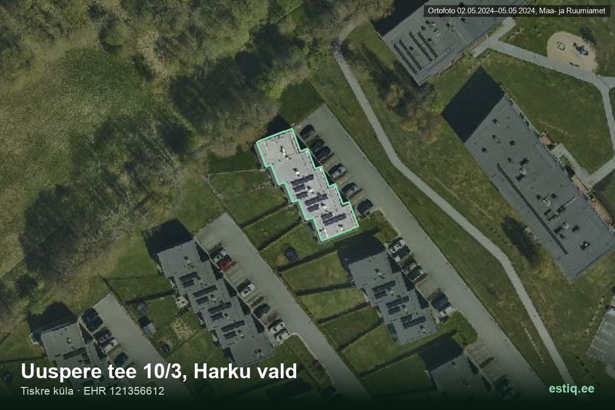 Uuspere tee 10/3, Harku – аэрофото дома, контур по данным регистра строений (EHR)