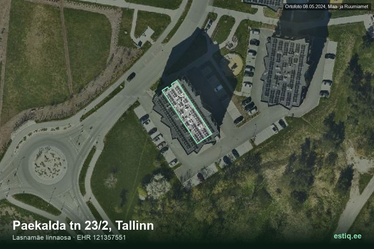 Paekalda tänav 23/2, Tallinn – hoone aerofoto, kontuur ehitisregistri (EHR) andmetest