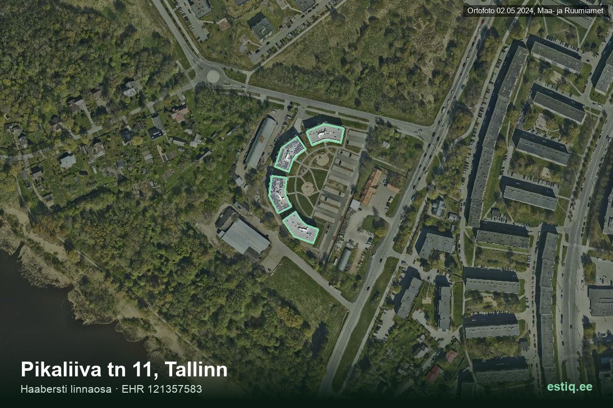 Pikaliiva tänav 5, Tallinn – ilmakuva rakennuksesta, ääriviiva rakennusrekisteristä (EHR)