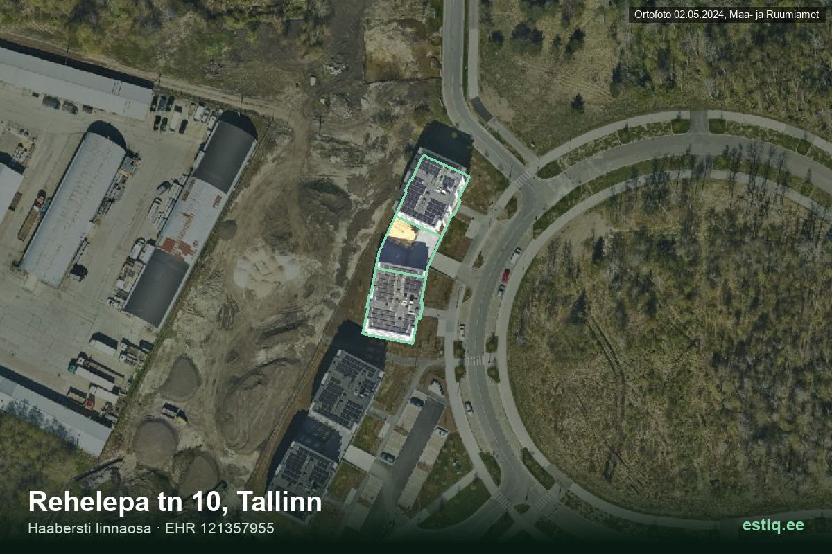 Rehelepa tänav 10, Tallinn – hoone aerofoto, kontuur ehitisregistri (EHR) andmetest