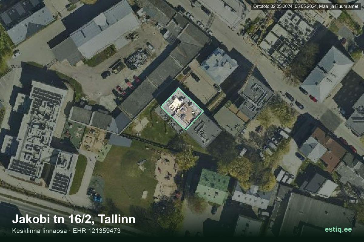 Jakobi tänav 16/2, Tallinn – hoone aerofoto, kontuur ehitisregistri (EHR) andmetest