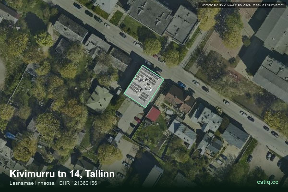 Kivimurru tänav 14, Tallinn – hoone aerofoto, kontuur ehitisregistri (EHR) andmetest