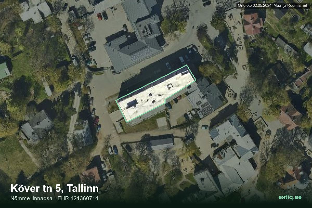 Kõver tänav 5, Tallinn – hoone aerofoto, kontuur ehitisregistri (EHR) andmetest
