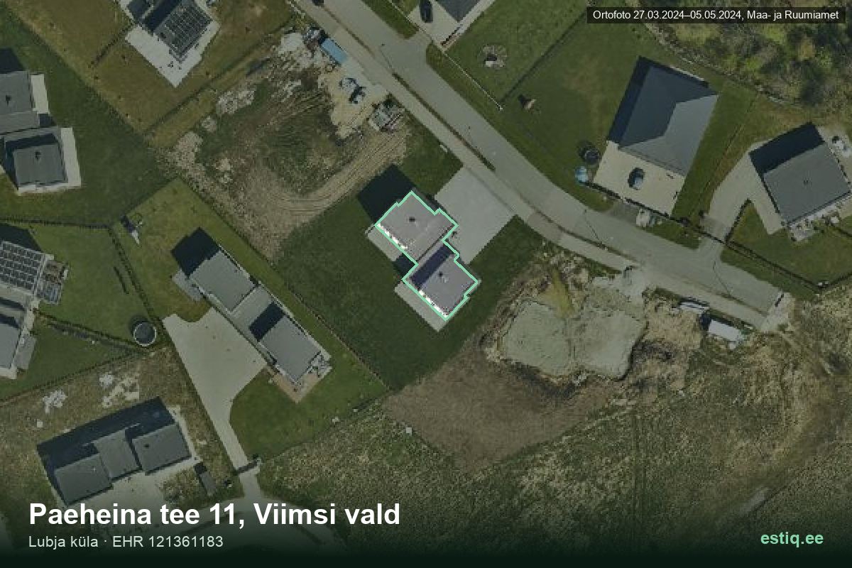 Paeheina tee 11, Viimsi – ilmakuva rakennuksesta, ääriviiva rakennusrekisteristä (EHR)