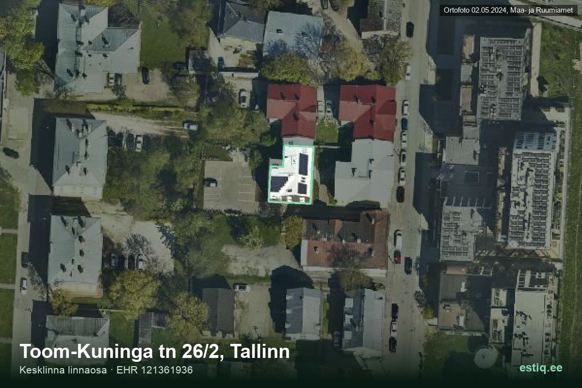 Toom-Kuninga tänav 26/2, Tallinn – aerial photo of the building, outline from the Building Register (EHR)