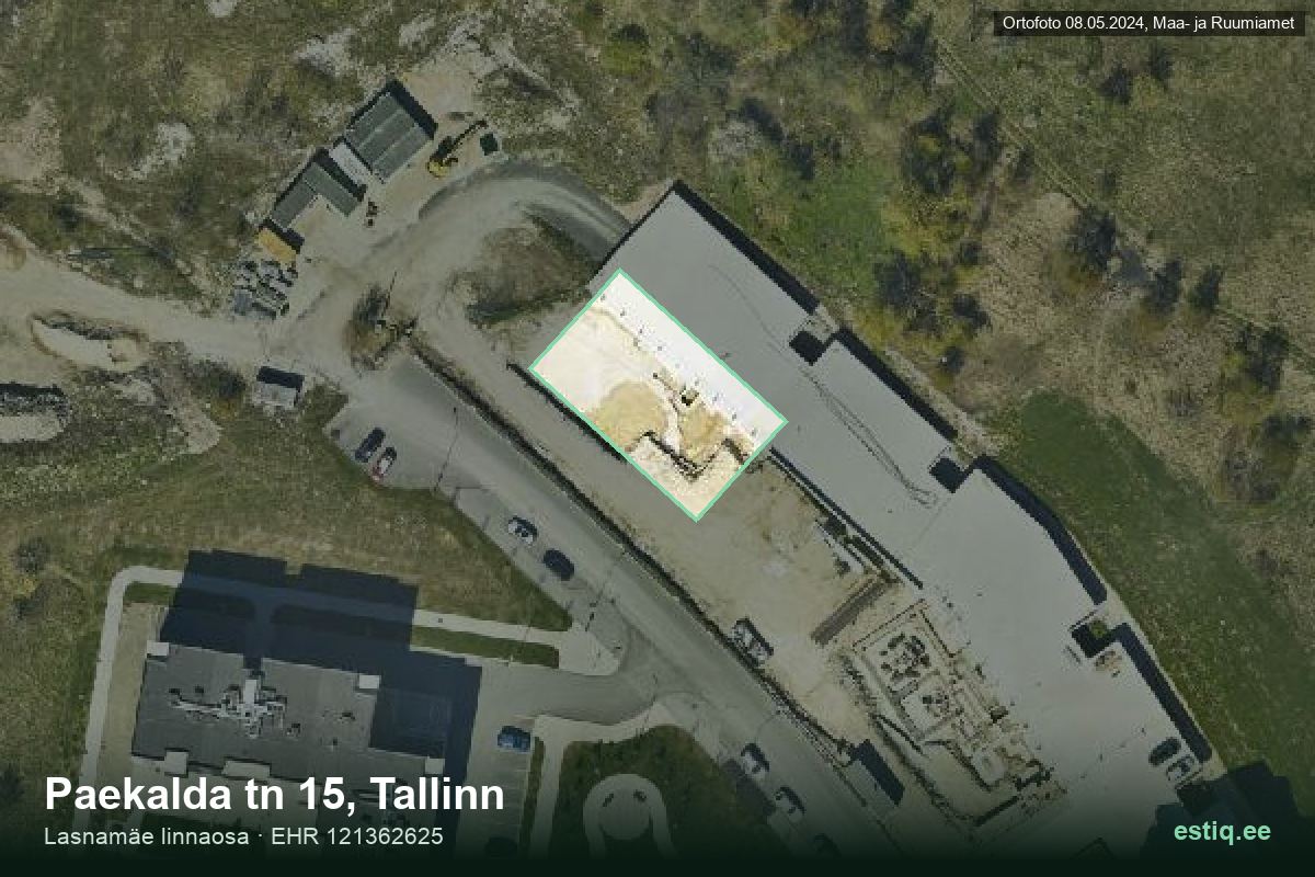 Paekalda tänav 15, Tallinn – aerial photo of the building, outline from the Building Register (EHR)