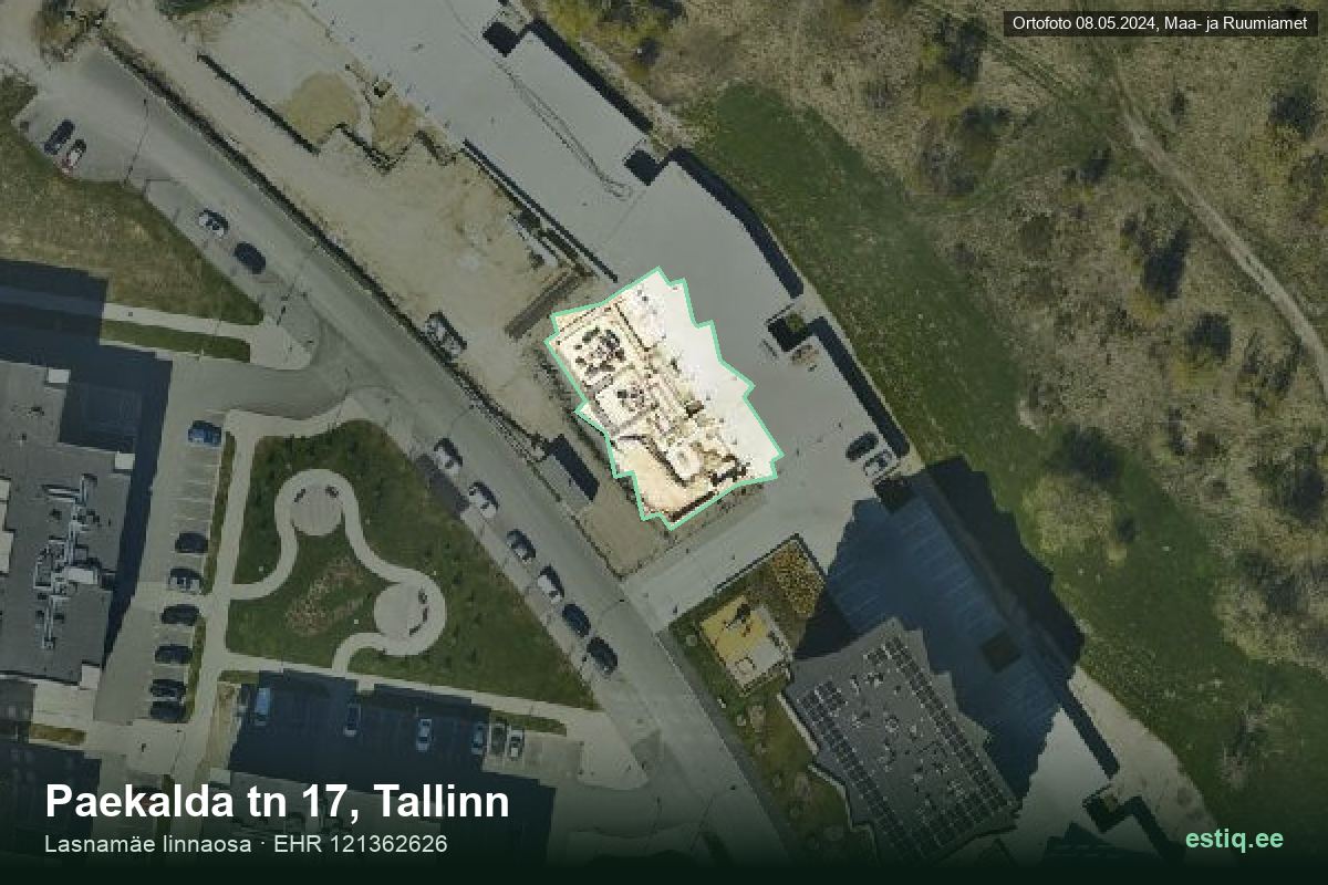 Paekalda tänav 17, Tallinn – hoone aerofoto, kontuur ehitisregistri (EHR) andmetest