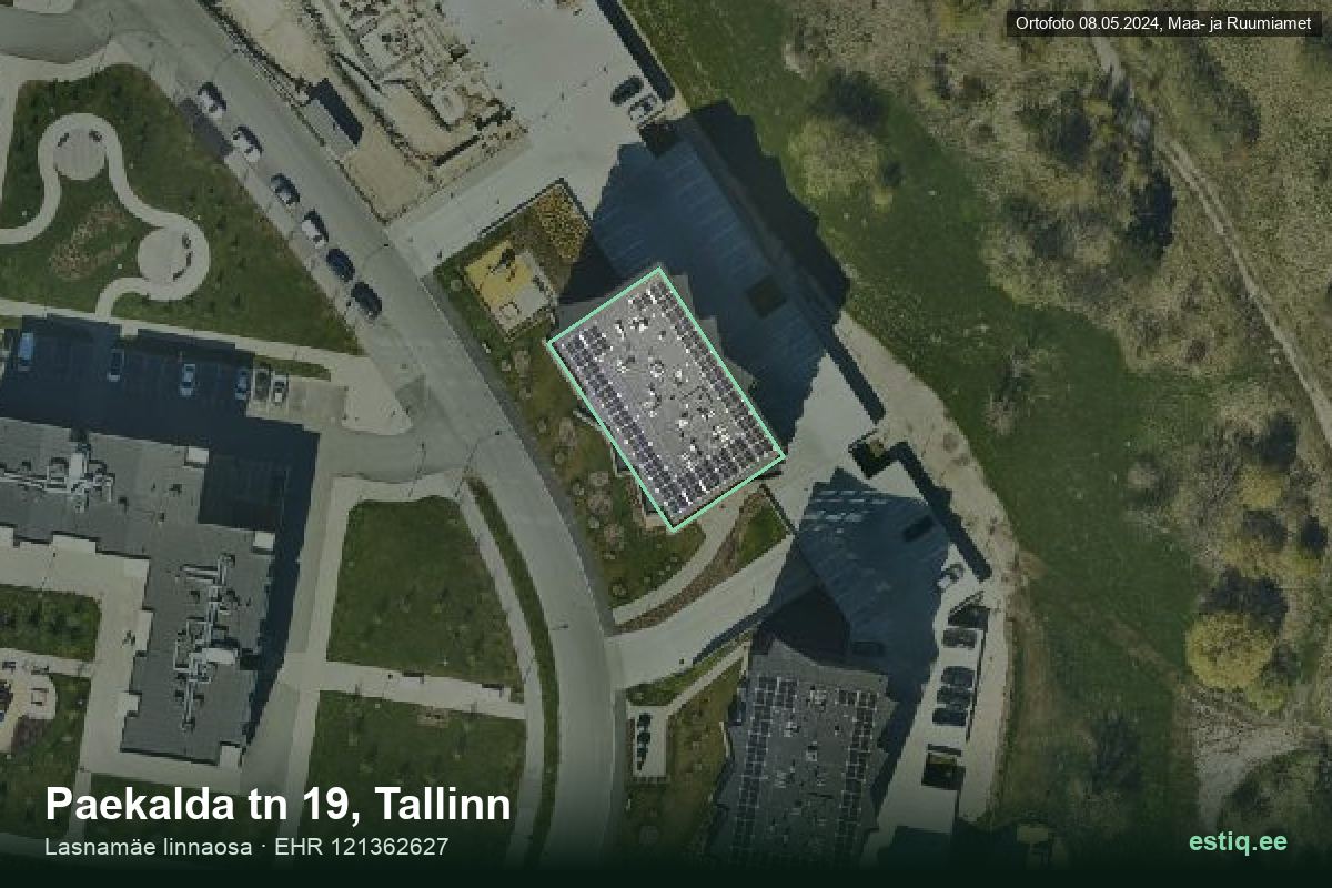 Paekalda tänav 19, Tallinn – hoone aerofoto, kontuur ehitisregistri (EHR) andmetest