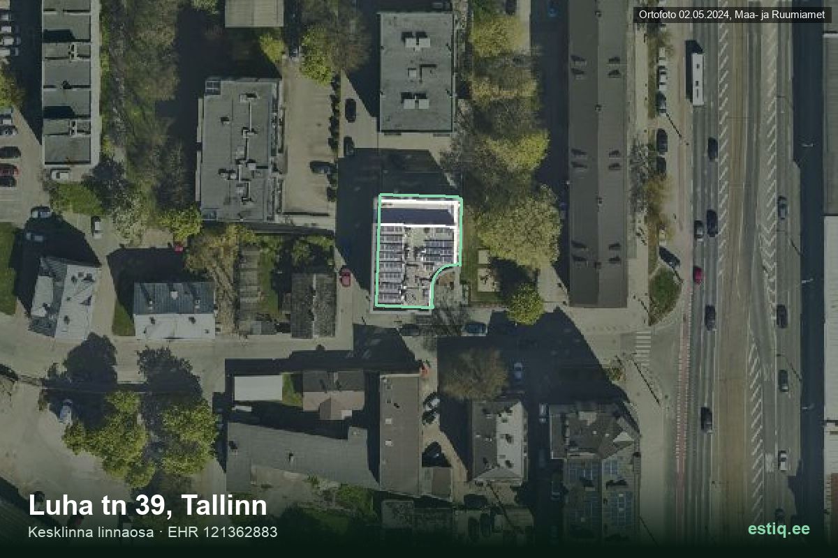 Luha tänav 39, Tallinn – hoone aerofoto, kontuur ehitisregistri (EHR) andmetest