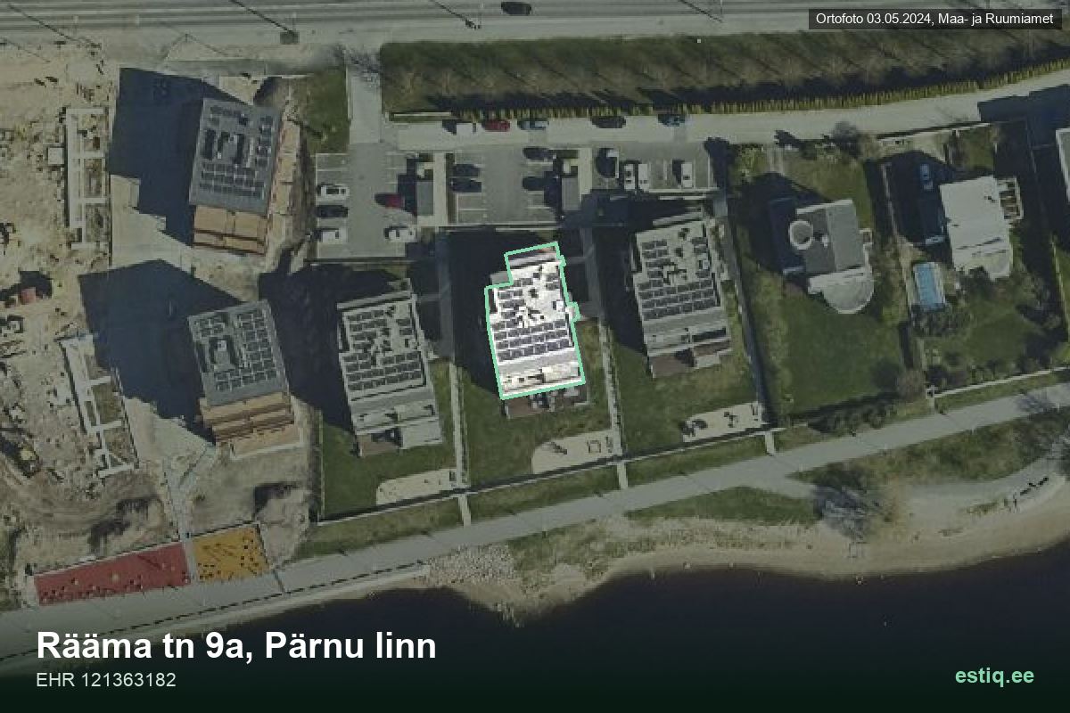 Rääma tänav 9a, Pärnu – aerial photo of the building, outline from the Building Register (EHR)