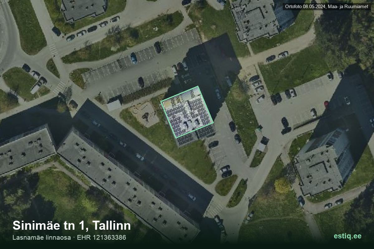 Sinimäe tänav 1, Tallinn – hoone aerofoto, kontuur ehitisregistri (EHR) andmetest