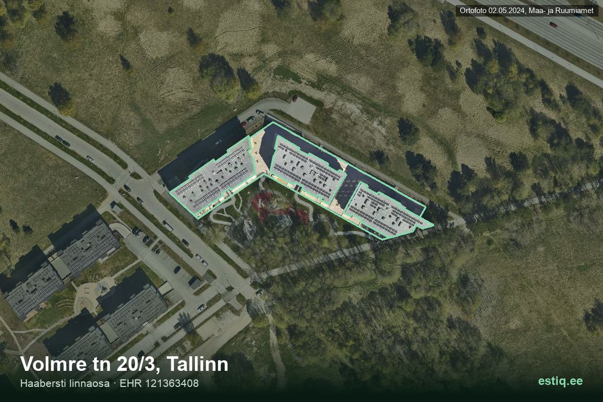 Volmre tänav 20/3, Tallinn – aerial photo of the building, outline from the Building Register (EHR)