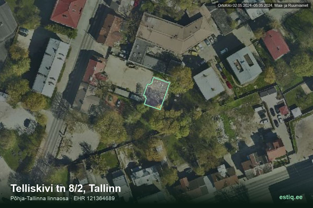 Telliskivi tänav 8/2, Tallinn – hoone aerofoto, kontuur ehitisregistri (EHR) andmetest
