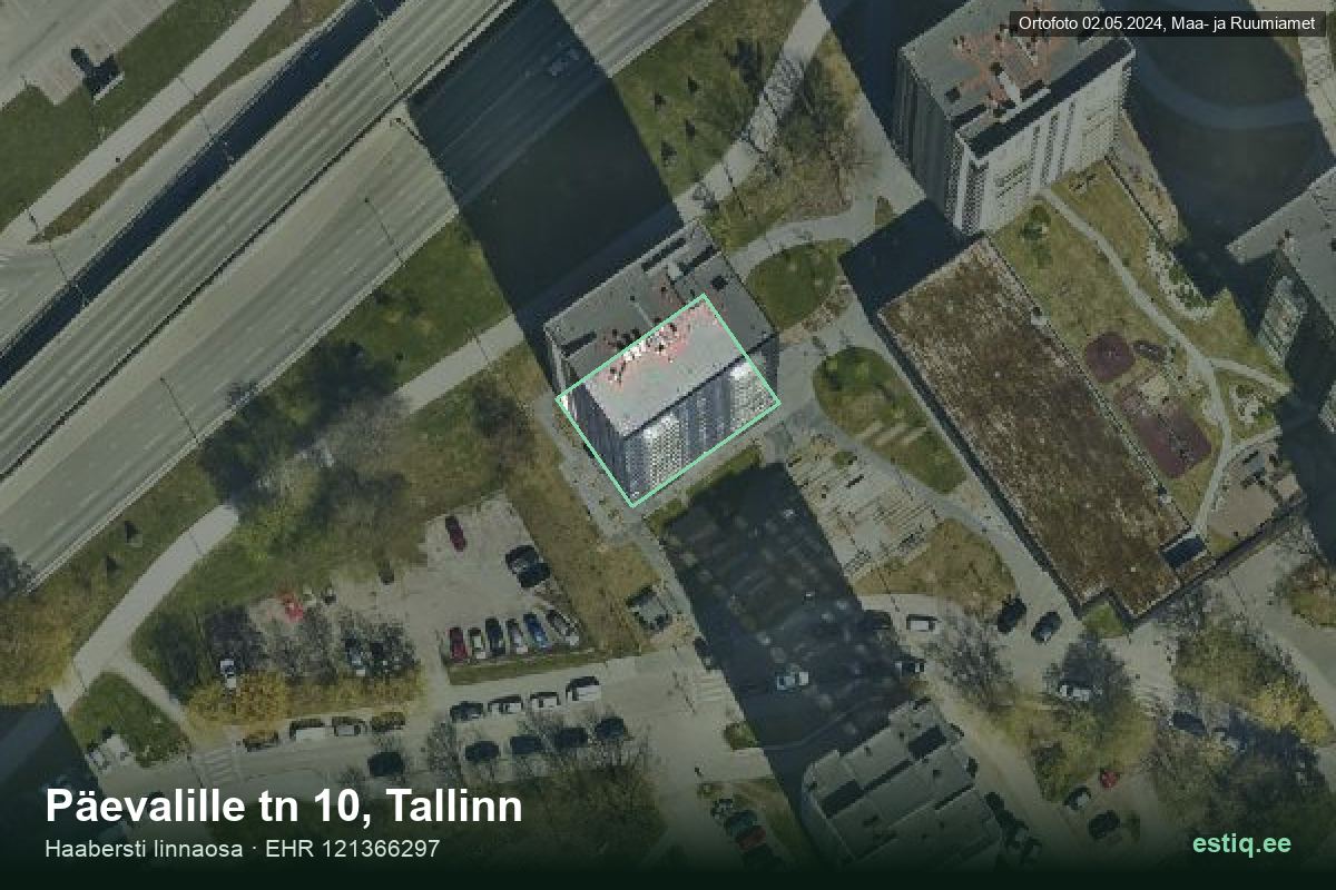 Päevalille tänav 10, Tallinn – ilmakuva rakennuksesta, ääriviiva rakennusrekisteristä (EHR)