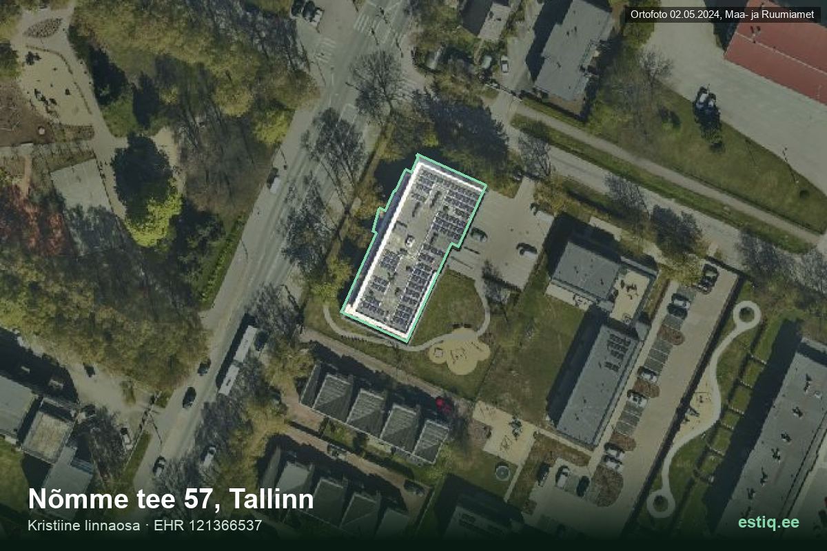 Nõmme tee 57, Tallinn – hoone aerofoto, kontuur ehitisregistri (EHR) andmetest