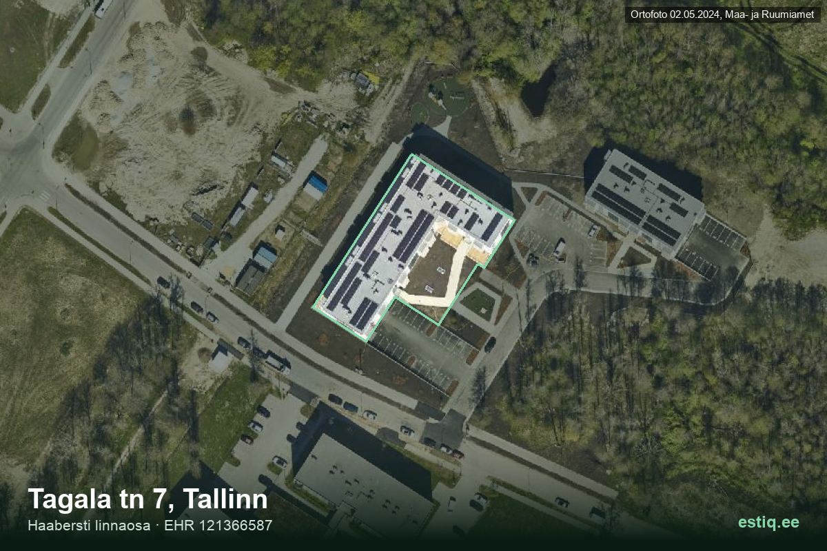 Tagala tänav 7, Tallinn – аэрофото дома, контур по данным регистра строений (EHR)