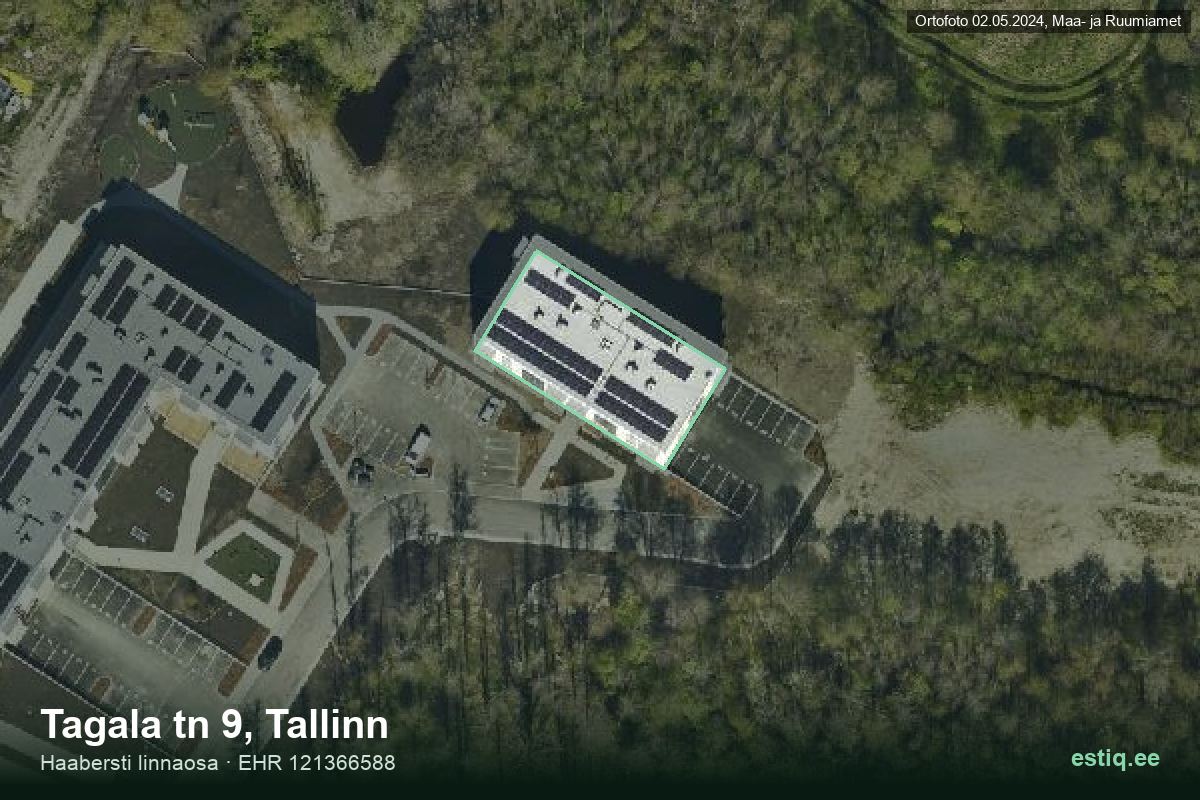 Tagala tänav 9, Tallinn – аэрофото дома, контур по данным регистра строений (EHR)