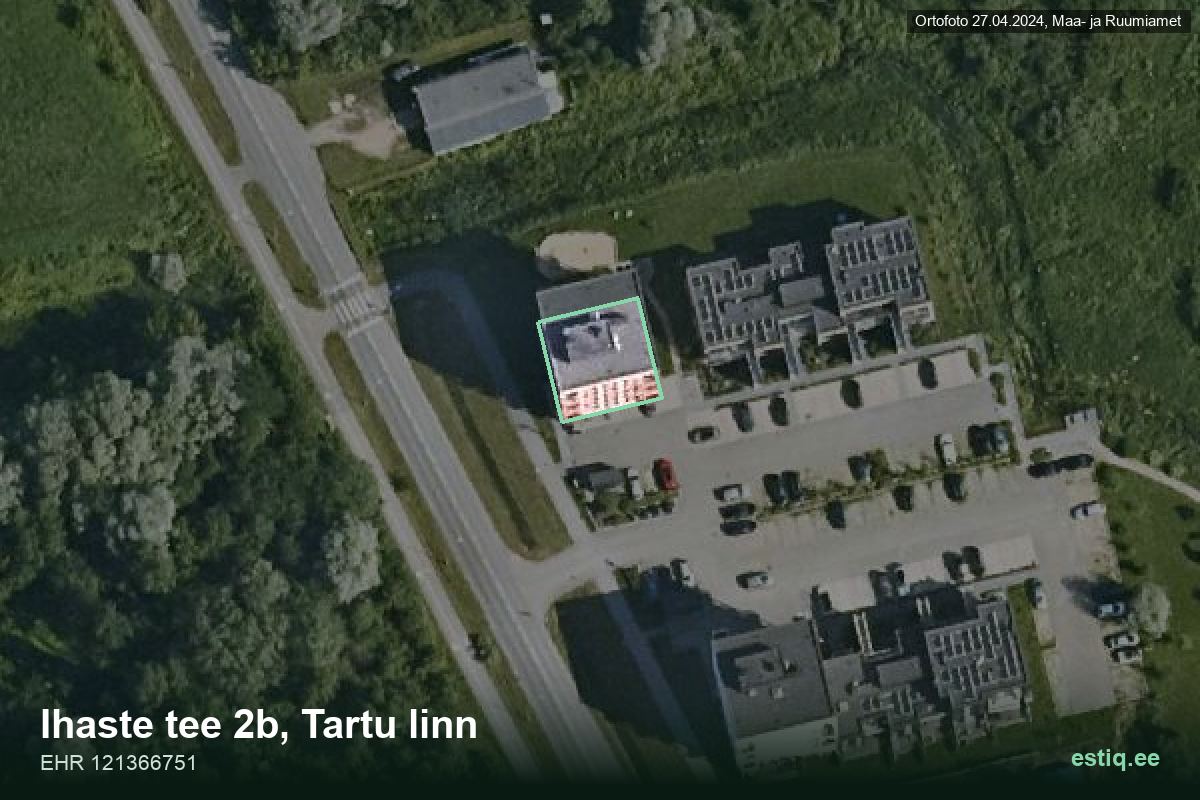Ihaste tee 2b, Tartu – hoone aerofoto, kontuur ehitisregistri (EHR) andmetest