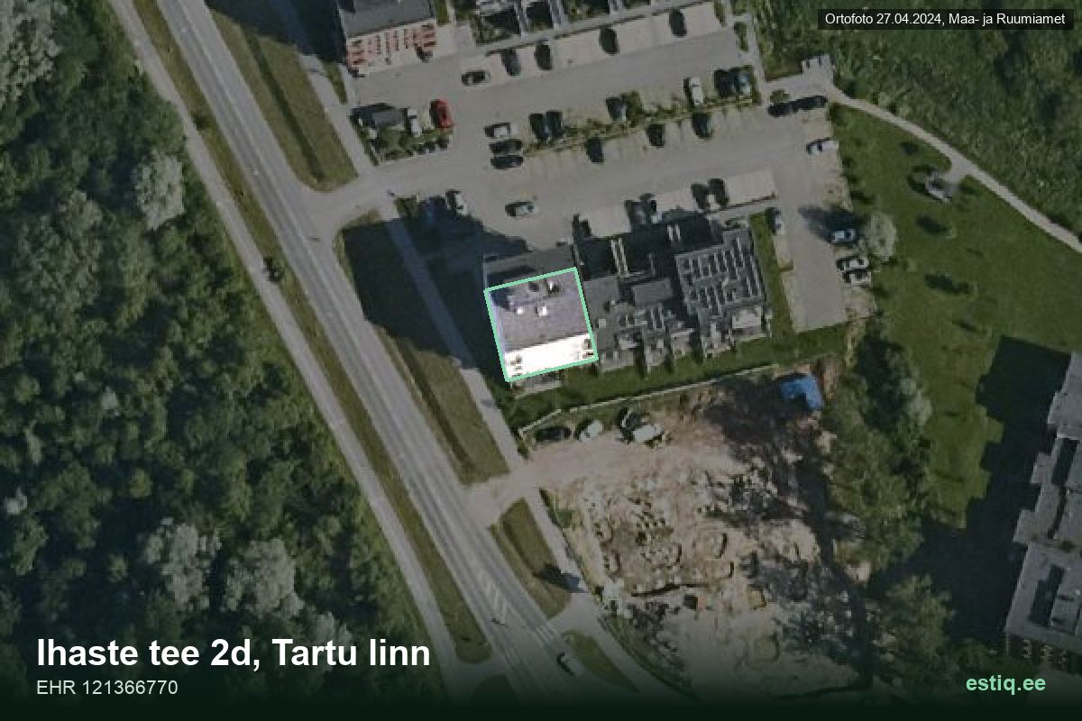 Ihaste tee 2d, Tartu – hoone aerofoto, kontuur ehitisregistri (EHR) andmetest