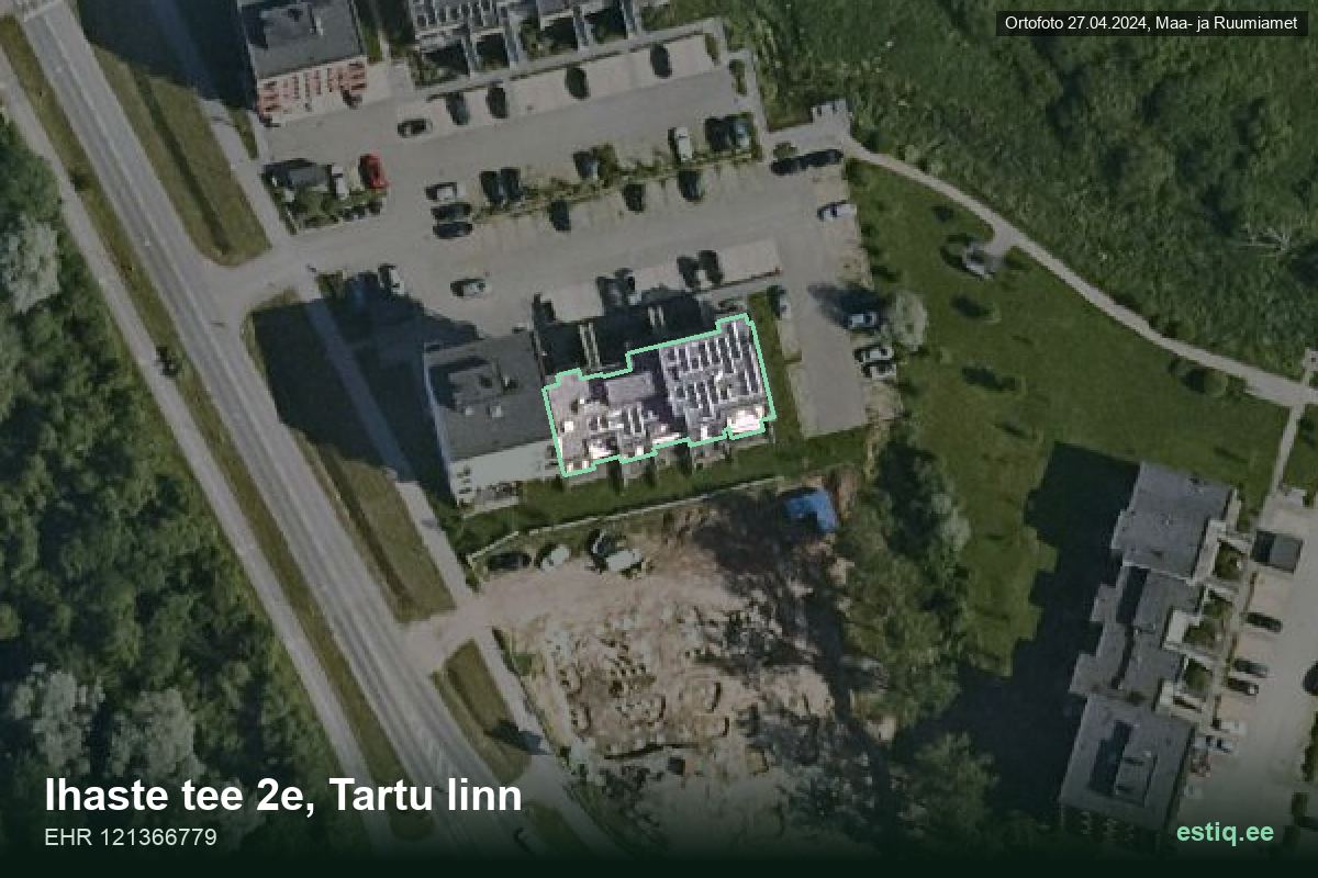 Ihaste tee 2e, Tartu – hoone aerofoto, kontuur ehitisregistri (EHR) andmetest