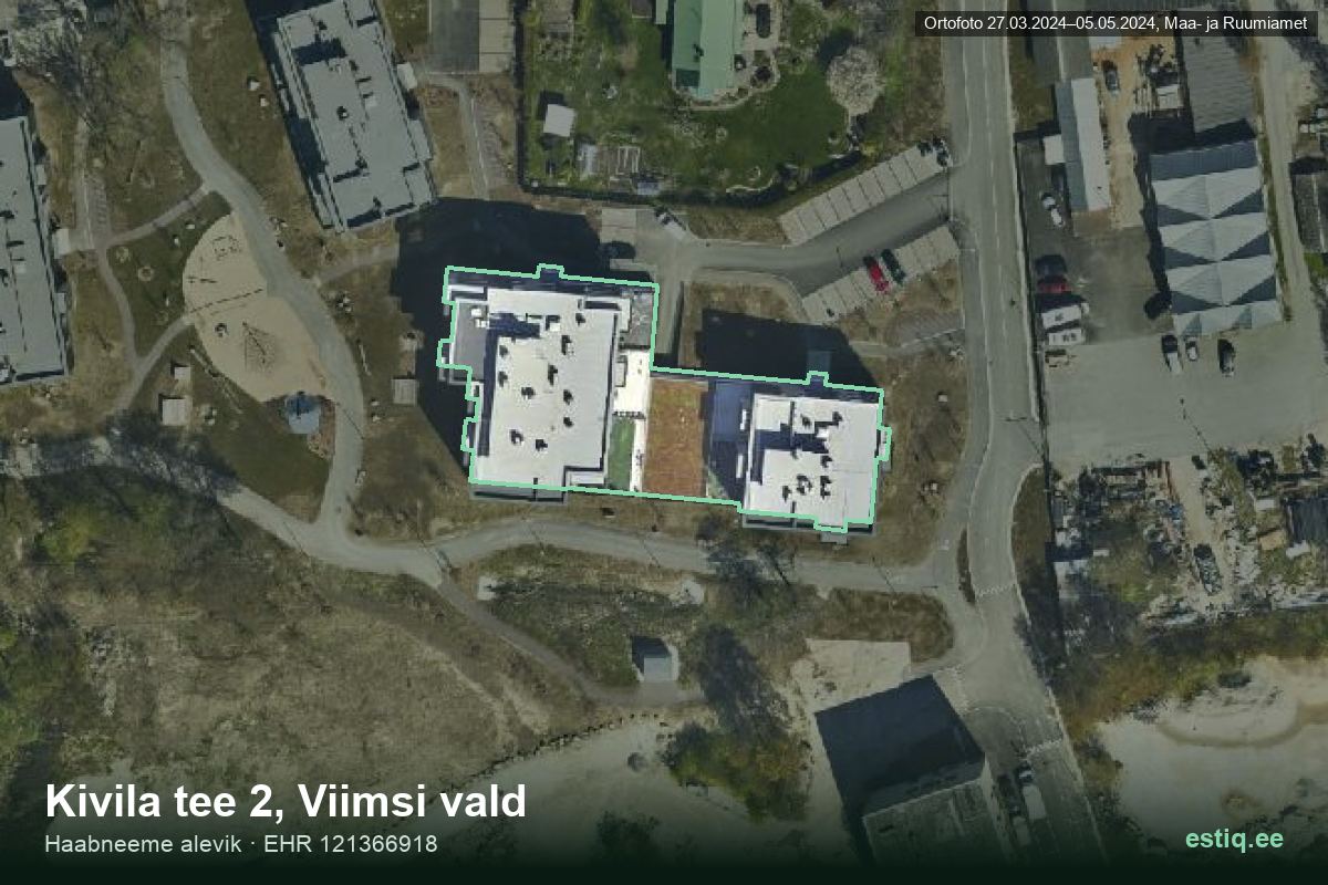 Kivila tee 2, Viimsi – hoone aerofoto, kontuur ehitisregistri (EHR) andmetest