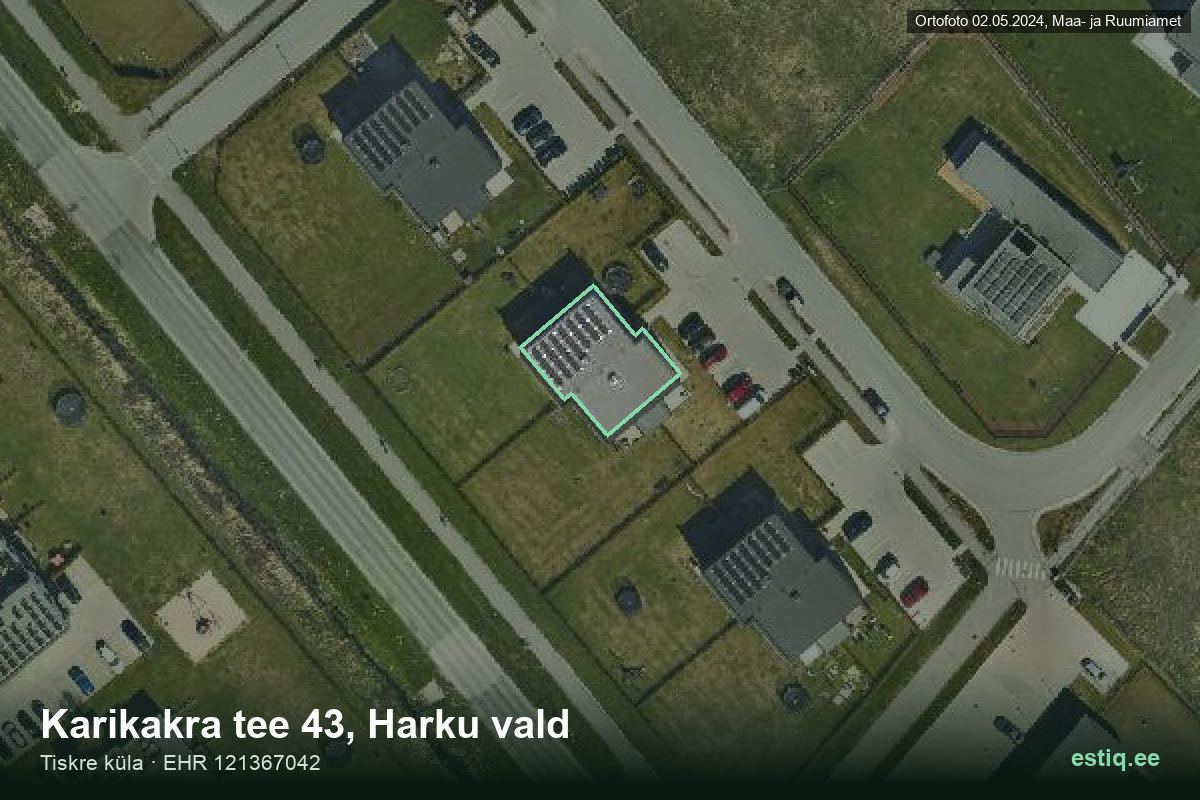 Karikakra tee 43, Harku – hoone aerofoto, kontuur ehitisregistri (EHR) andmetest