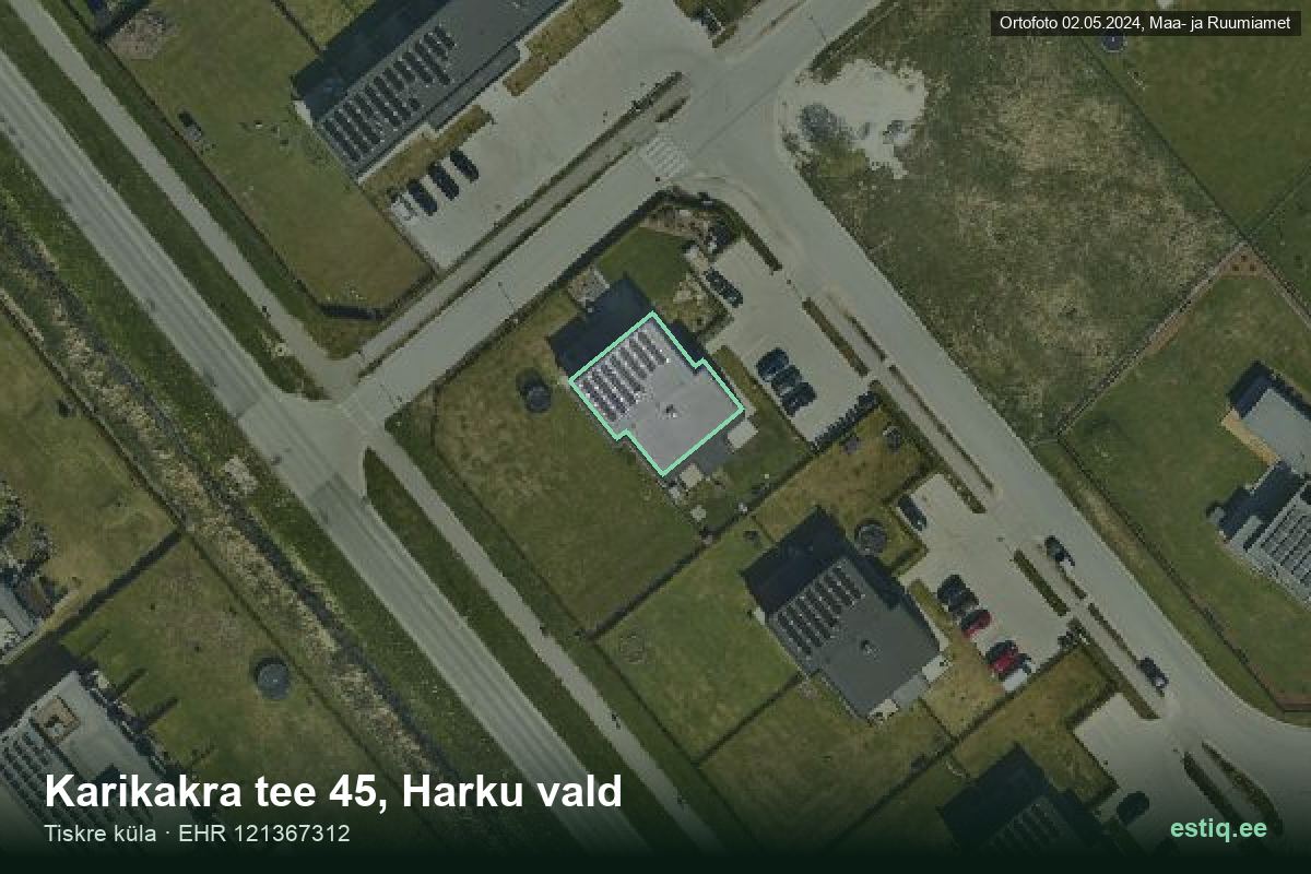 Karikakra tee 45, Harku – hoone aerofoto, kontuur ehitisregistri (EHR) andmetest