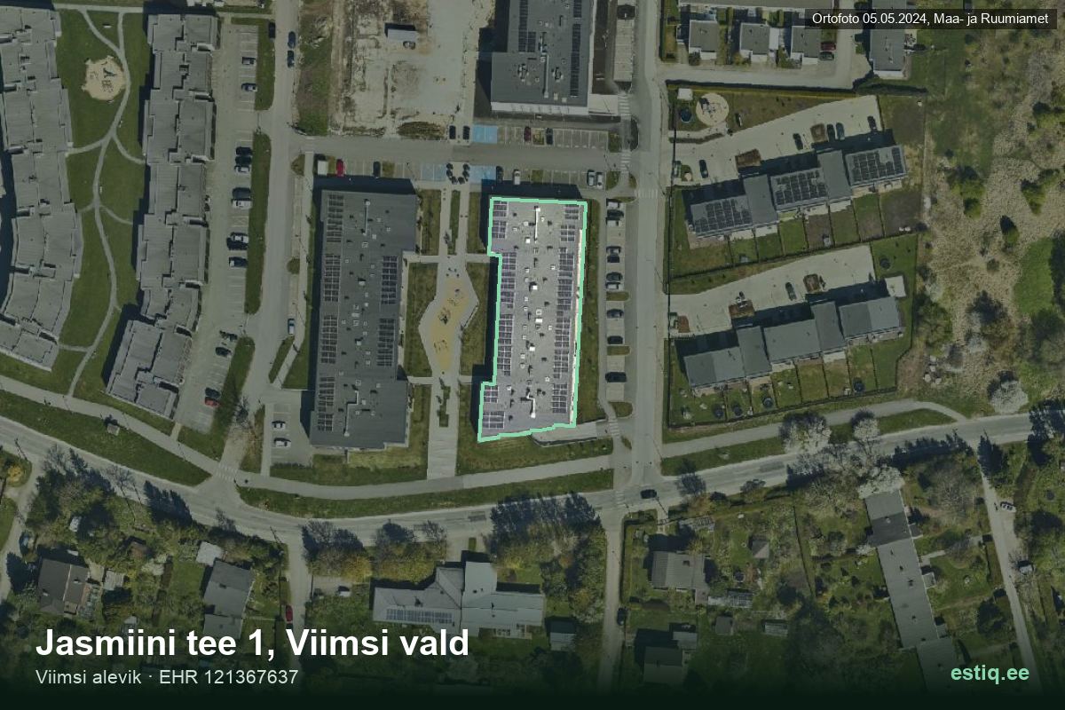 Jasmiini tee 1, Viimsi – ilmakuva rakennuksesta, ääriviiva rakennusrekisteristä (EHR)