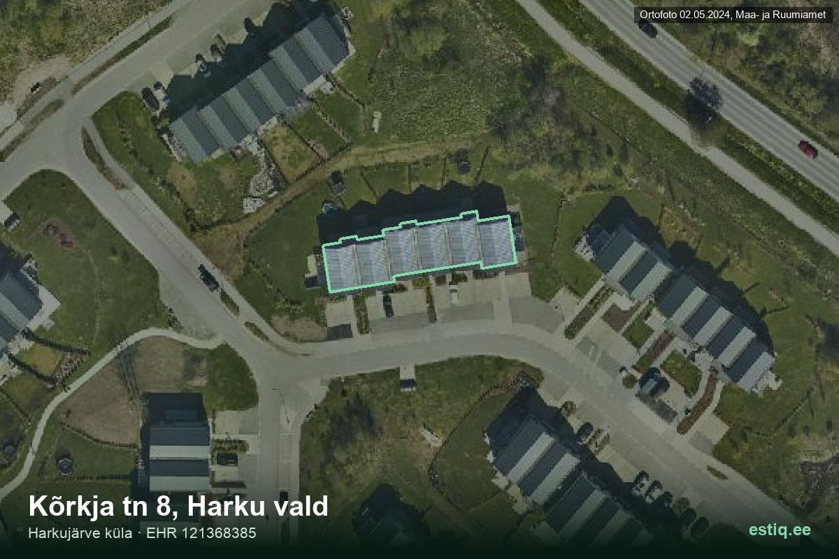 Kõrkja tänav 8, Harku – аэрофото дома, контур по данным регистра строений (EHR)