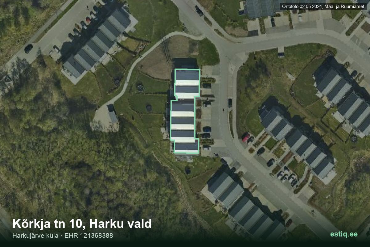 Kõrkja tänav 10, Harku – hoone aerofoto, kontuur ehitisregistri (EHR) andmetest