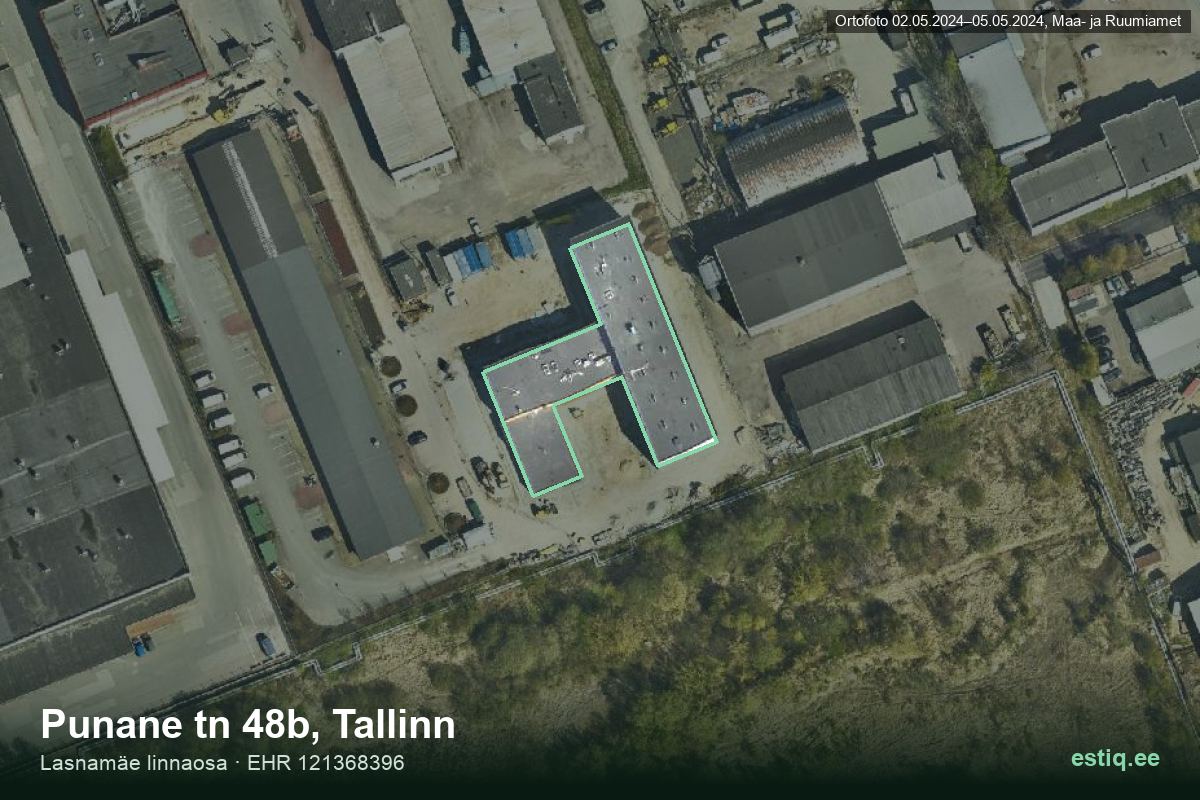 Punane tänav 48b, Tallinn – hoone aerofoto, kontuur ehitisregistri (EHR) andmetest