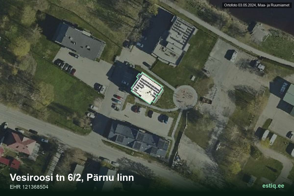 Vesiroosi tänav 6/2, Pärnu – ilmakuva rakennuksesta, ääriviiva rakennusrekisteristä (EHR)