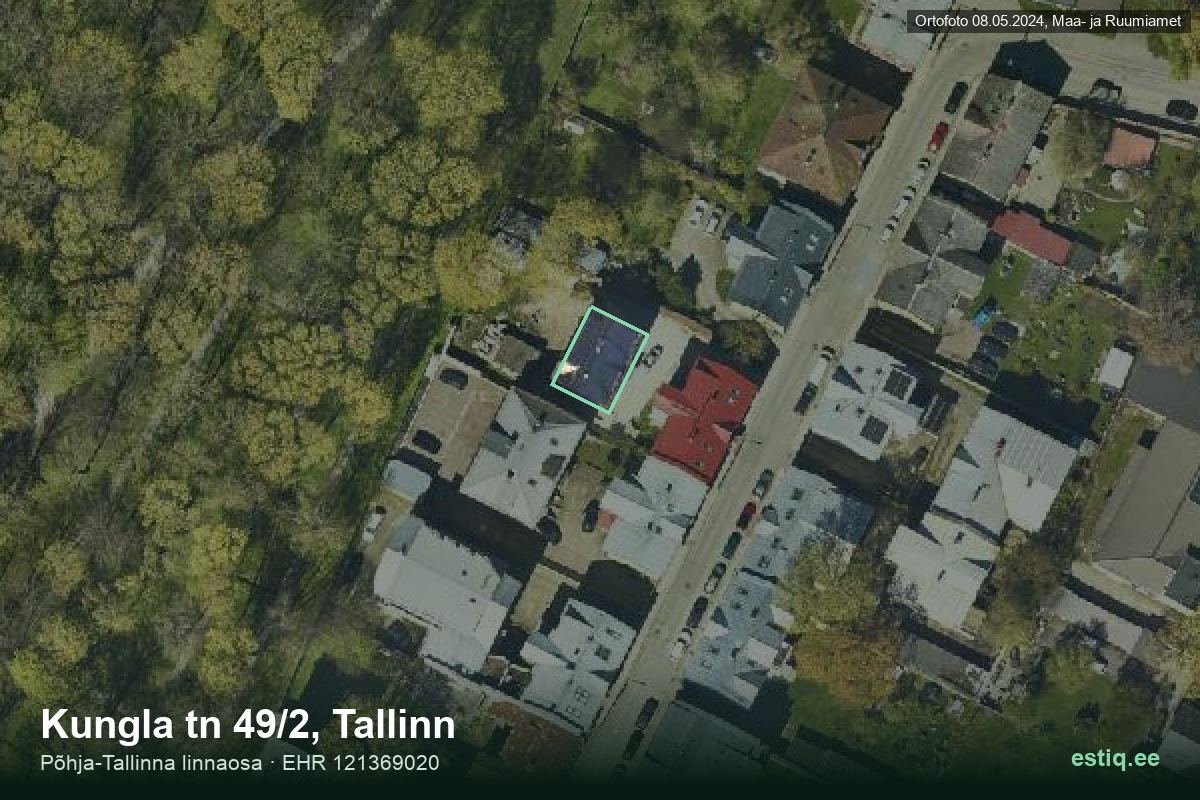 Kungla tänav 49/2, Tallinn – hoone aerofoto, kontuur ehitisregistri (EHR) andmetest
