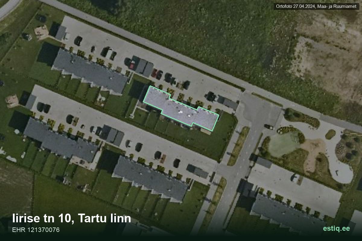 Iirise tänav 10, Tartu – aerial photo of the building, outline from the Building Register (EHR)