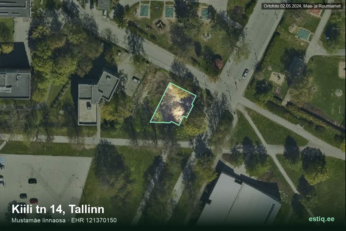 Kiili tänav 14, Tallinn – hoone aerofoto, kontuur ehitisregistri (EHR) andmetest