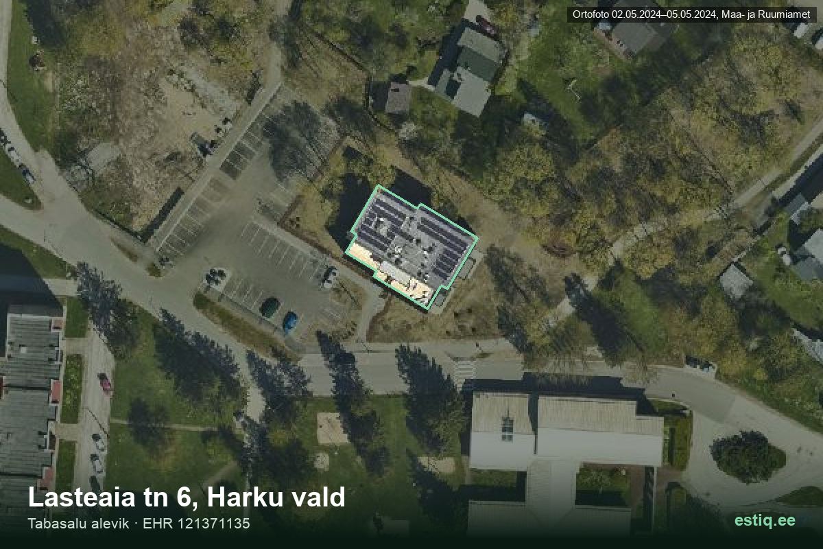 Lasteaia tänav 6, Harku – аэрофото дома, контур по данным регистра строений (EHR)