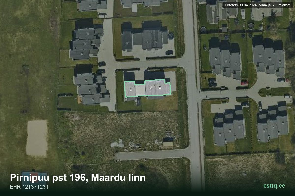 Pirnipuu pst 196, Maardu – аэрофото дома, контур по данным регистра строений (EHR)