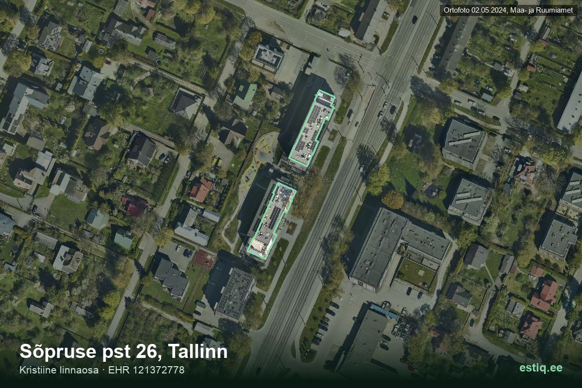 Sõpruse pst 26, Tallinn – hoone aerofoto, kontuur ehitisregistri (EHR) andmetest