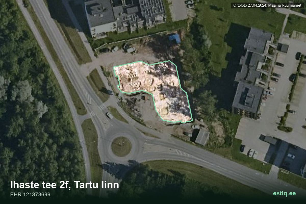 Ihaste tee 2f, Tartu – hoone aerofoto, kontuur ehitisregistri (EHR) andmetest