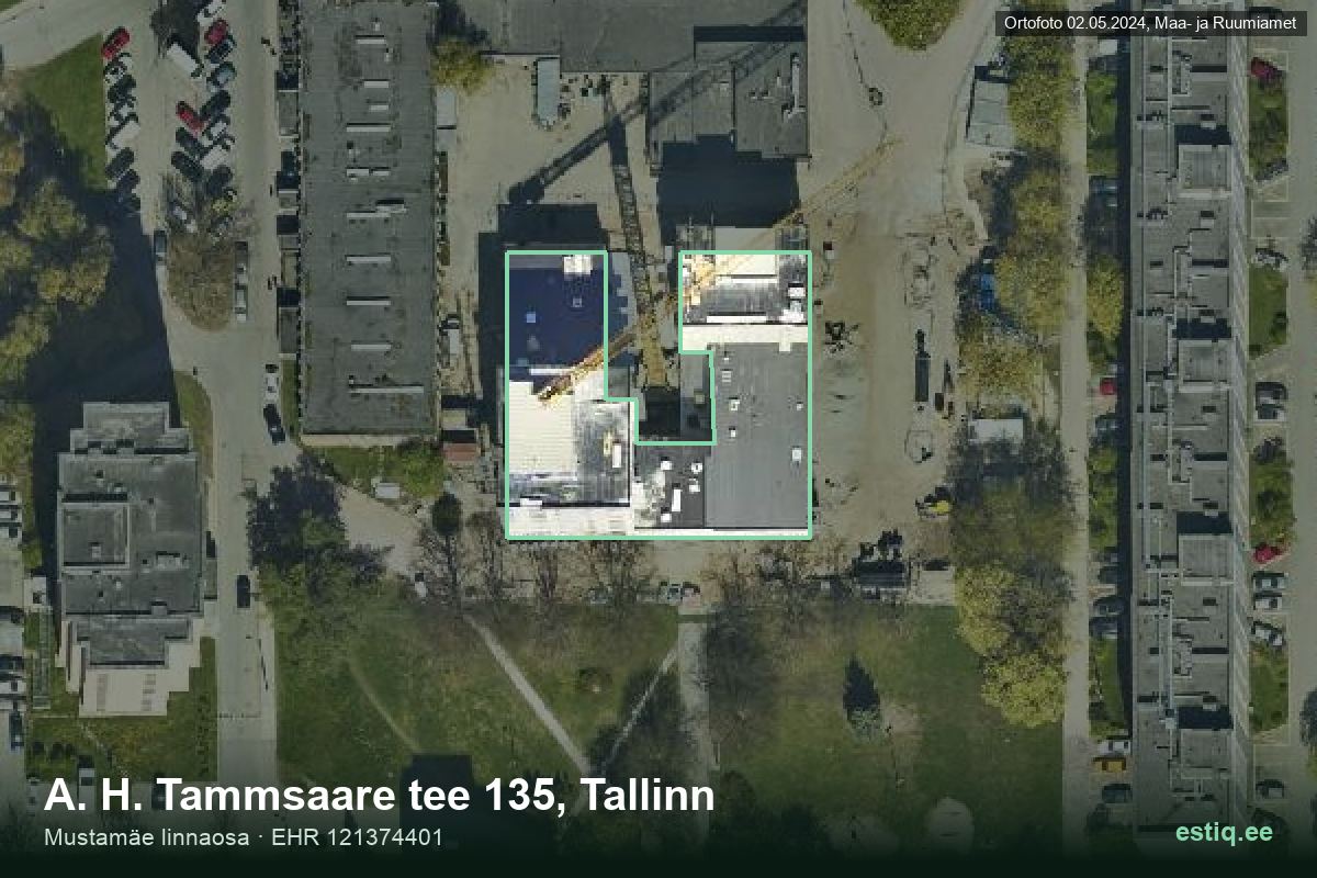 A. H. Tammsaare tee 135, Tallinn – hoone aerofoto, kontuur ehitisregistri (EHR) andmetest