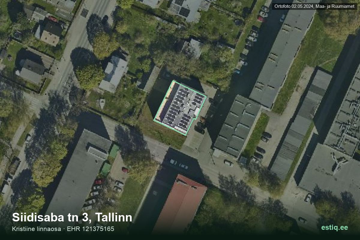 Siidisaba tänav 3, Tallinn – аэрофото дома, контур по данным регистра строений (EHR)