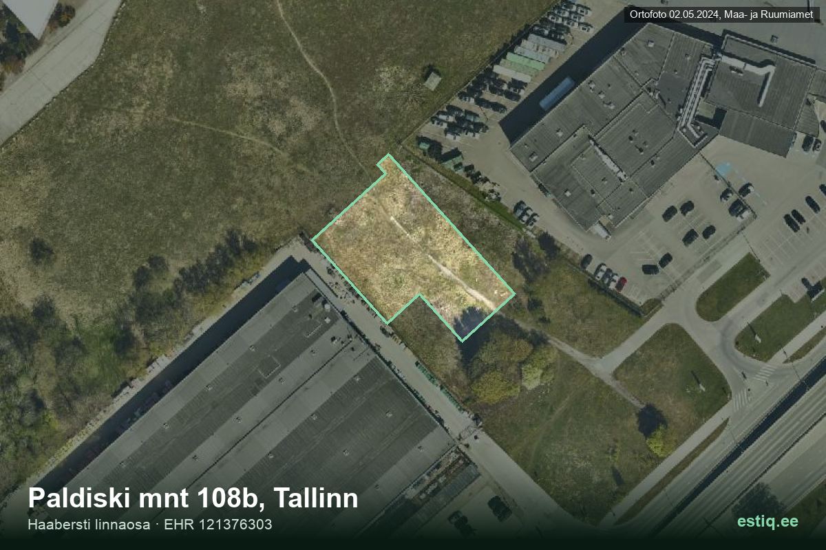 Paldiski mnt 108b, Tallinn – hoone aerofoto, kontuur ehitisregistri (EHR) andmetest