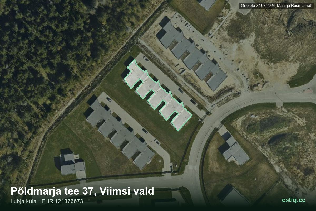 Põldmarja tee 37, Viimsi – hoone aerofoto, kontuur ehitisregistri (EHR) andmetest