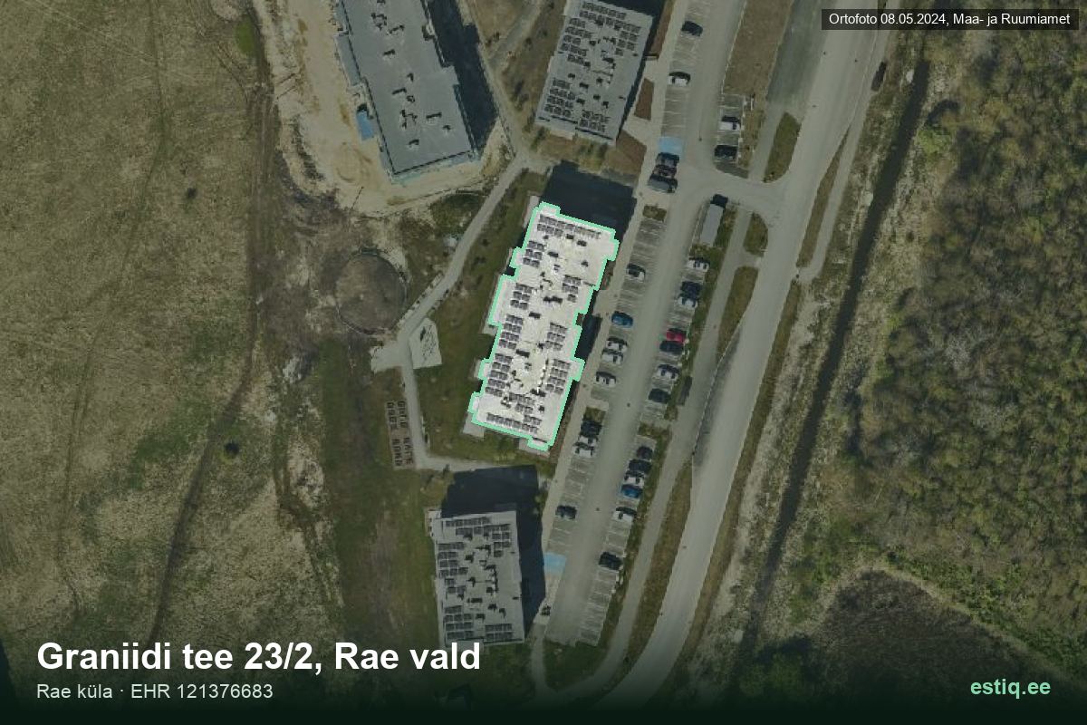Graniidi tee 23/2, Rae – hoone aerofoto, kontuur ehitisregistri (EHR) andmetest