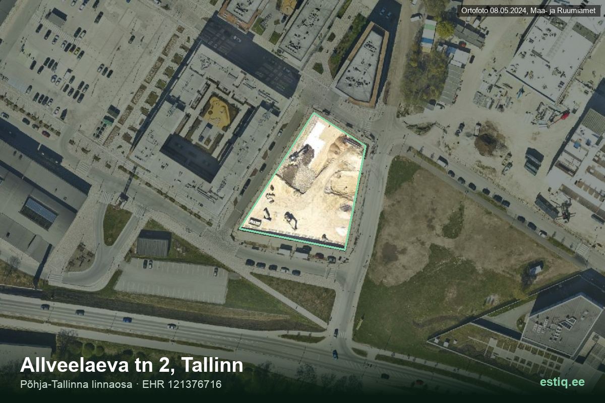 Allveelaeva tänav 2, Tallinn – hoone aerofoto, kontuur ehitisregistri (EHR) andmetest