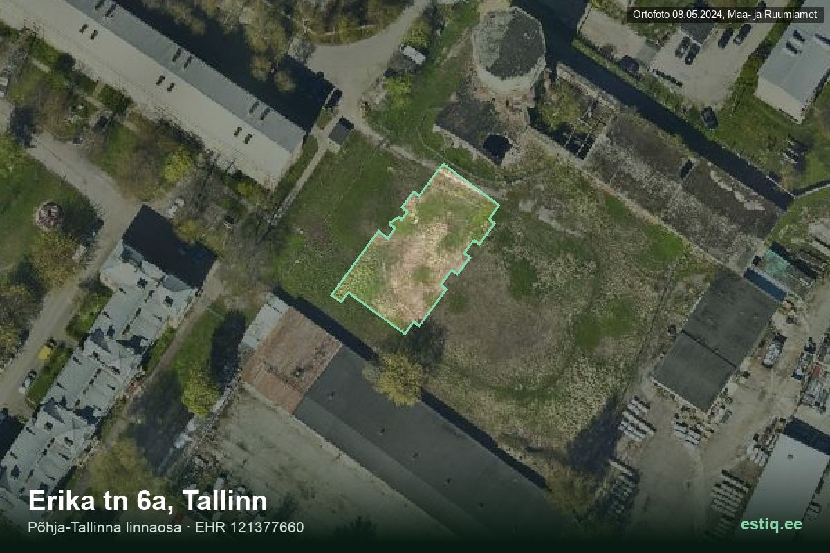 Erika tänav 6a, Tallinn – hoone aerofoto, kontuur ehitisregistri (EHR) andmetest