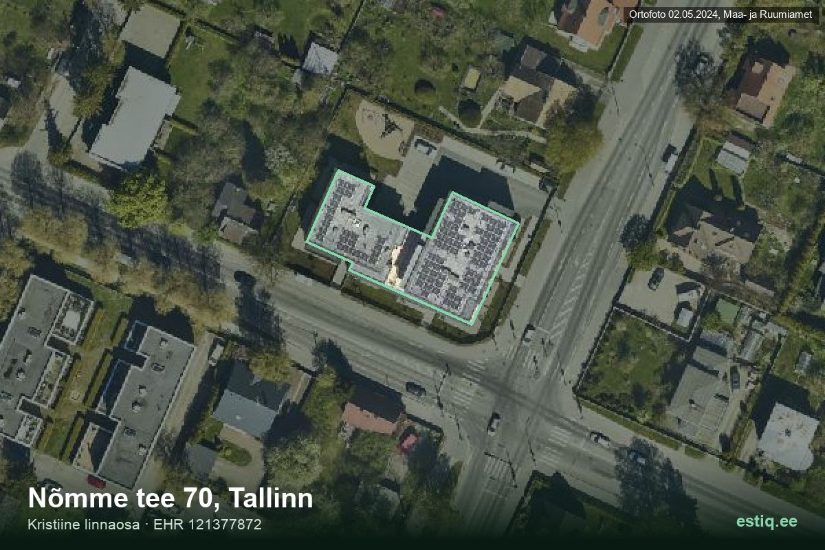 Nõmme tee 70, Tallinn – hoone aerofoto, kontuur ehitisregistri (EHR) andmetest