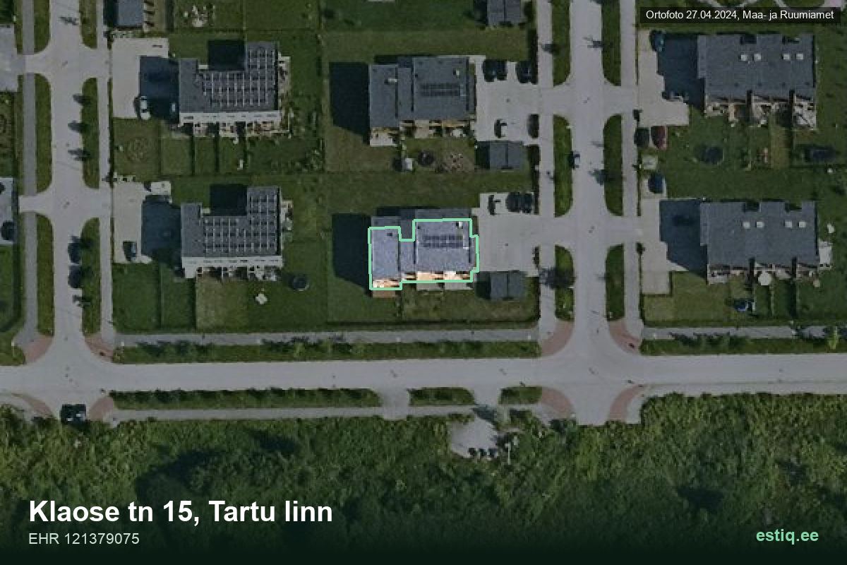 Klaose tänav 15, Tartu – aerial photo of the building, outline from the Building Register (EHR)