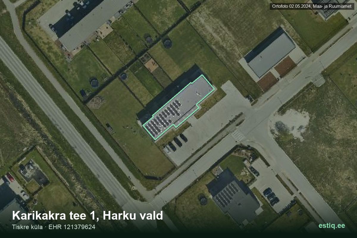 Karikakra tee 1, Harku – hoone aerofoto, kontuur ehitisregistri (EHR) andmetest