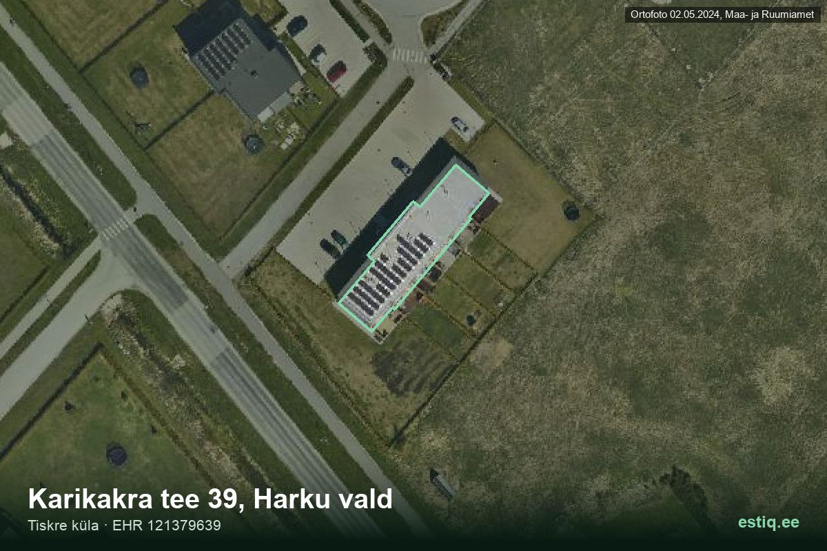 Karikakra tee 39, Harku – hoone aerofoto, kontuur ehitisregistri (EHR) andmetest